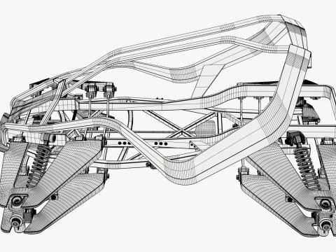 Buggy Frame with Suspension M1 3D 模型