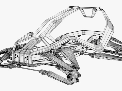 Buggy Frame with Suspension M1 3D 模型