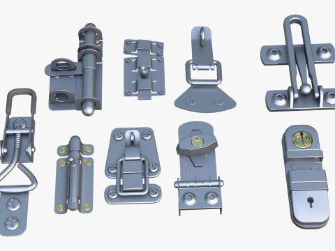 Metal Fastener and Clasp Set M1 3D Model