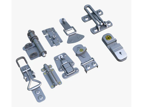 Metal Fastener and Clasp Set M1 3D Model