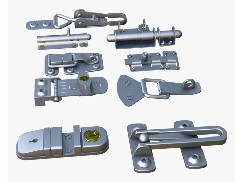 Metal Fastener and Clasp Set M1 3D Model