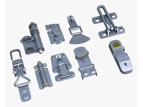 Metal Fastener and Clasp Set M1 3D 模型