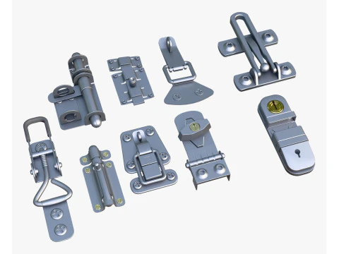 Metal Fastener and Clasp Set M1 3D Model