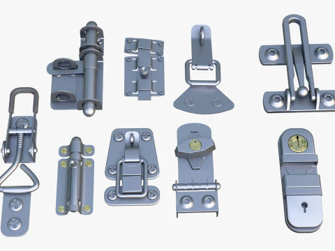 Metal Fastener and Clasp Set M1 3D Model