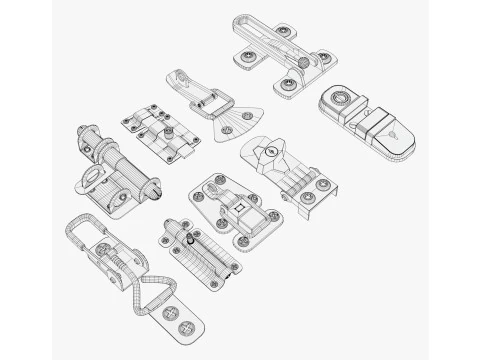 Metal Fastener and Clasp Set M1 3D Model