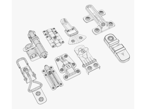 Metal Fastener and Clasp Set M1 3D 模型