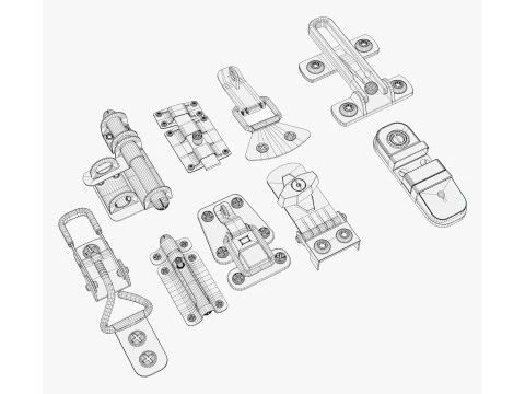 Metal Fastener and Clasp Set M1 3D Model