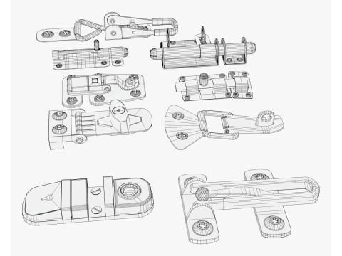 Metal Fastener and Clasp Set M1 3D 模型