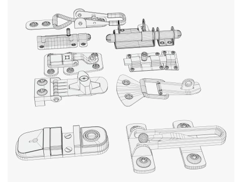 Metal Fastener and Clasp Set M1 3D Model