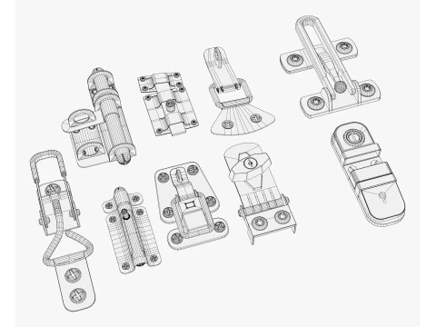 Metal Fastener and Clasp Set M1 3D Model