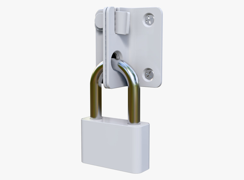 Security Padlock with Hasp Lock M1 Model 3D .c4d .max .obj .3ds .fbx .stl .blend