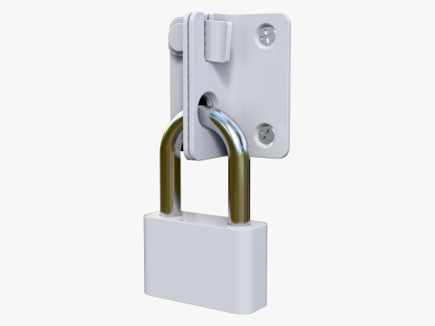 Security Padlock with Hasp Lock M1 3D Модель