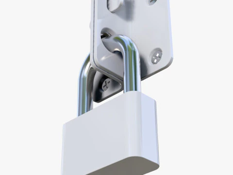 Security Padlock with Hasp Lock M1 3D Model
