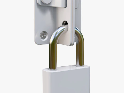 Security Padlock with Hasp Lock M1 3D Model