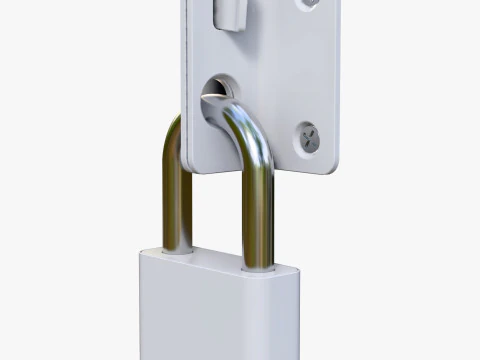 Security Padlock with Hasp Lock M1 3D Model