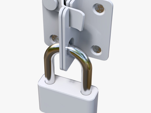 Security Padlock with Hasp Lock M1 Model 3D