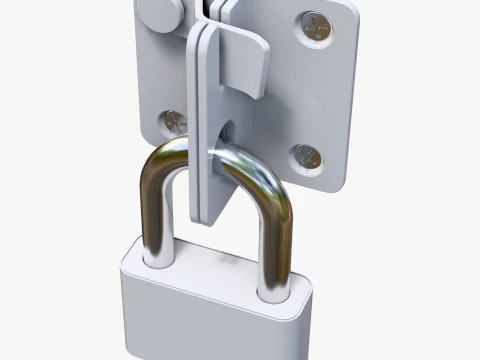 Security Padlock with Hasp Lock M1 3D Model