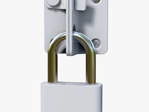 Security Padlock with Hasp Lock M1 3D Model