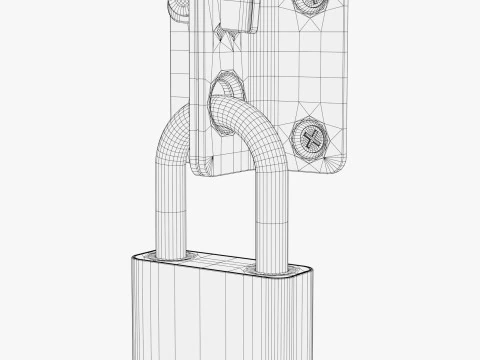Security Padlock with Hasp Lock M1 3D Model