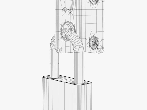 Security Padlock with Hasp Lock M1 3D Model