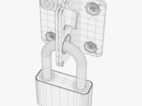 Security Padlock with Hasp Lock M1 Model 3D