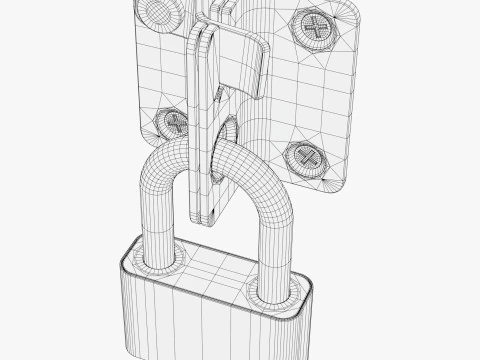 Security Padlock with Hasp Lock M1 3D Model