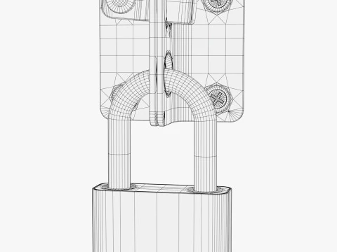 Security Padlock with Hasp Lock M1 3D Model