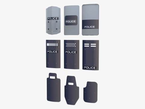 Riot and Tactical Police Shields Set M1 3D Модель