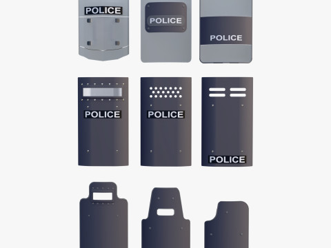 Riot and Tactical Police Shields Set M1 3D 模型