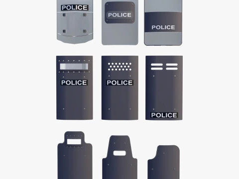 Riot and Tactical Police Shields Set M1 3D Model