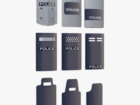 Riot and Tactical Police Shields Set M1 3D 模型