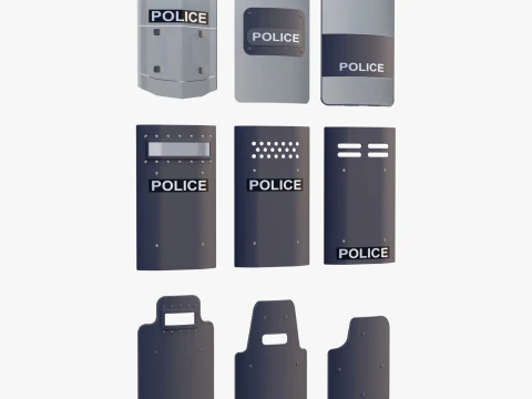 Riot and Tactical Police Shields Set M1 3D Model