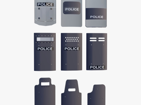 Riot and Tactical Police Shields Set M1 3D 模型