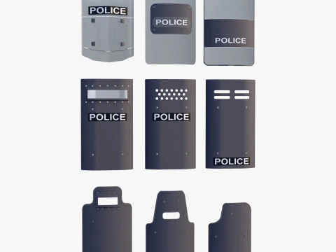 Riot and Tactical Police Shields Set M1 3D Model