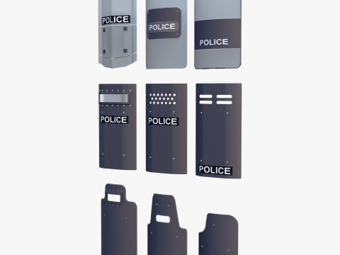 Riot and Tactical Police Shields Set M1 3D 模型