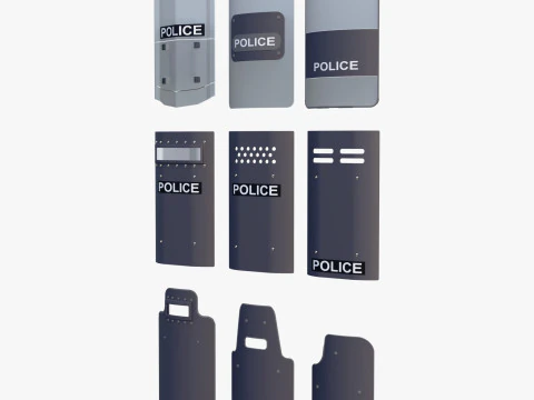 Riot and Tactical Police Shields Set M1 3D Model