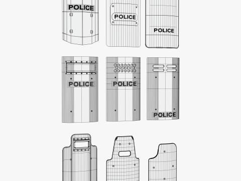 Riot and Tactical Police Shields Set M1 3D 模型