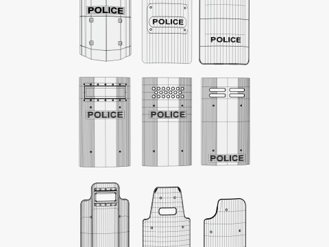 Riot and Tactical Police Shields Set M1 3D 模型