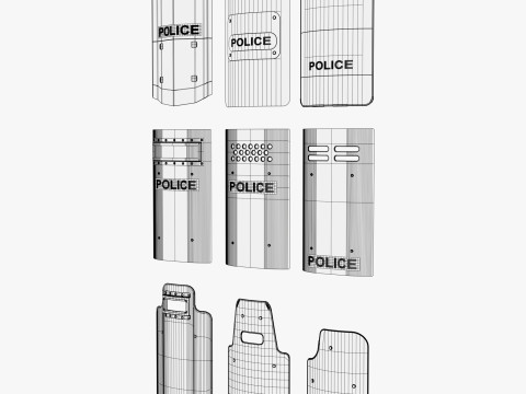 Riot and Tactical Police Shields Set M1 3D 模型