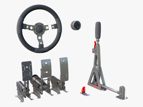 Steering Wheel Pedal Handbrake Racing Kit M1 3D Модель