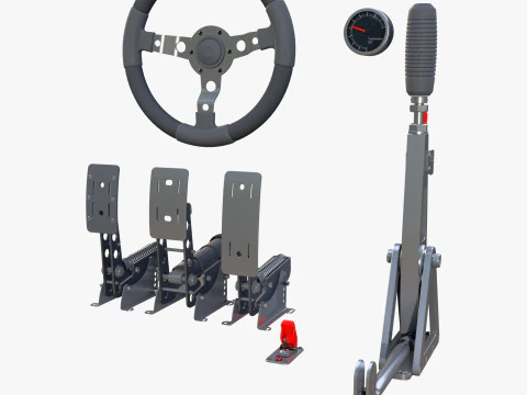 Steering Wheel Pedal Handbrake Racing Kit M1 3D Model
