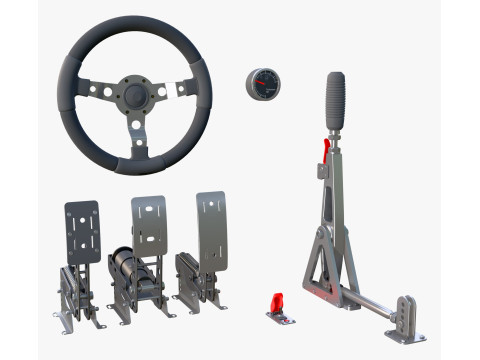 Steering Wheel Pedal Handbrake Racing Kit M1 Modelo 3D