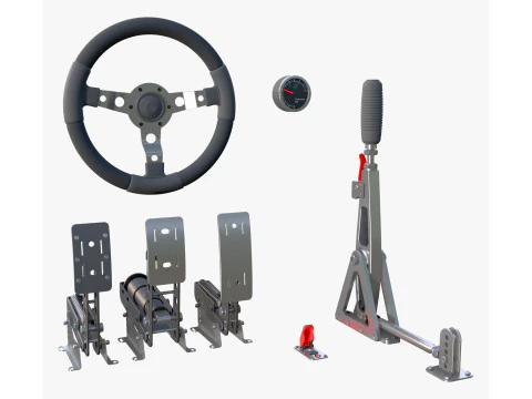 Steering Wheel Pedal Handbrake Racing Kit M1 3D Model
