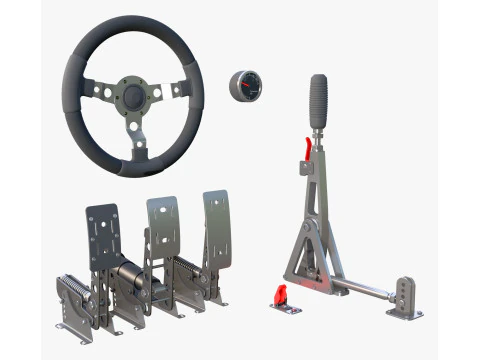 Steering Wheel Pedal Handbrake Racing Kit M1 3D Model
