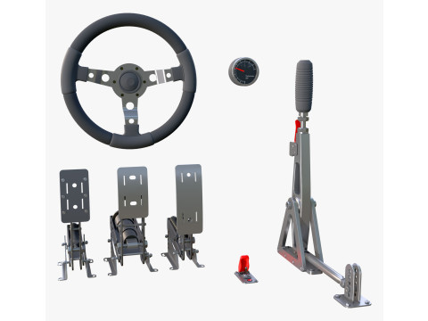Steering Wheel Pedal Handbrake Racing Kit M1 Modelo 3D