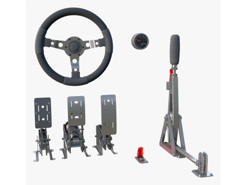 Steering Wheel Pedal Handbrake Racing Kit M1 3D Model