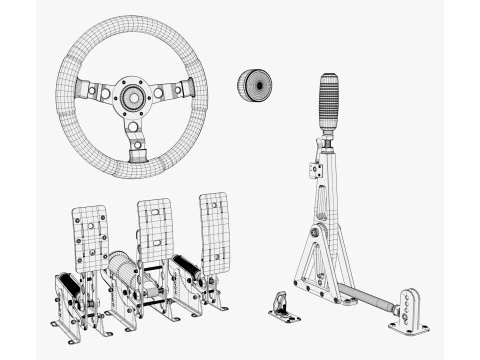 Steering Wheel Pedal Handbrake Racing Kit M1 3D Model