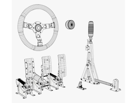 Steering Wheel Pedal Handbrake Racing Kit M1 Modelo 3D