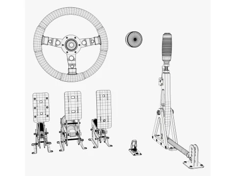 Steering Wheel Pedal Handbrake Racing Kit M1 3D Model