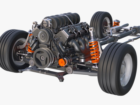 Car Powertrain with Chassis M1 3D मॉडल